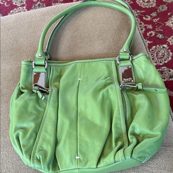 Tignanello Green Leather Crossbody Purse Shoulder Bag ZIP CLOSURE (NH) - Picture 1 of 7